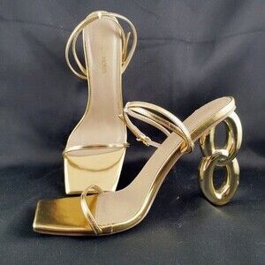 Fashion Nova Meet Me In Manhattan Women's Sandal Gold Metallic Finish Size 10